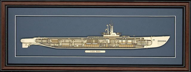 Wood Cutaway Model of USS Balao (SS-285)